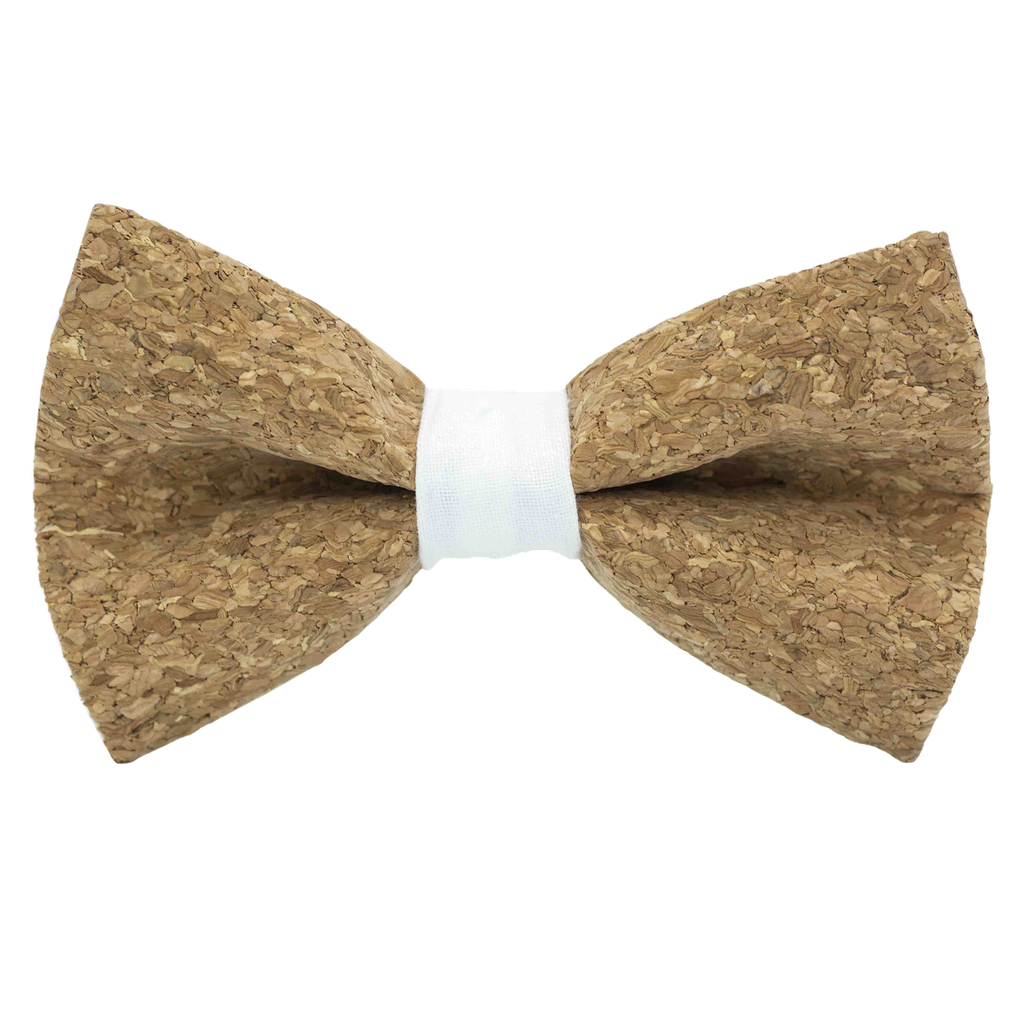 Noeud papillon en liège "Sauvignon" bague blanche