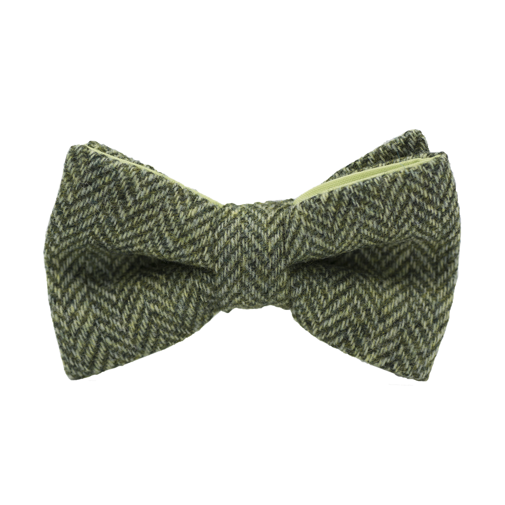 Noeud papillon en tweed "Dundee" chevron vert