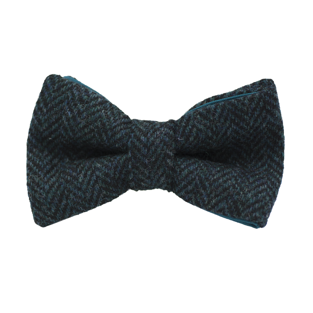 Noeud papillon en tweed "Dundee" chevron turquoise