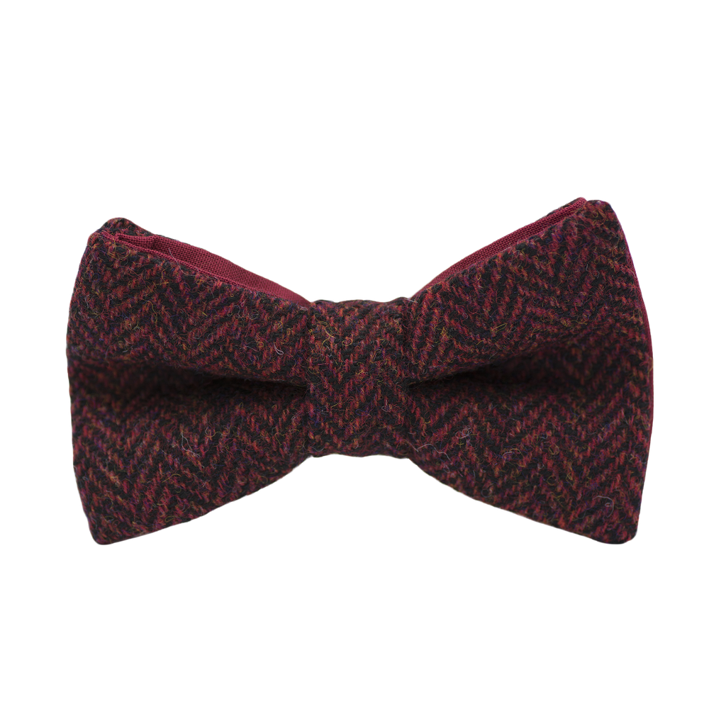 Noeud papillon en tweed "Dundee" chevron rouge