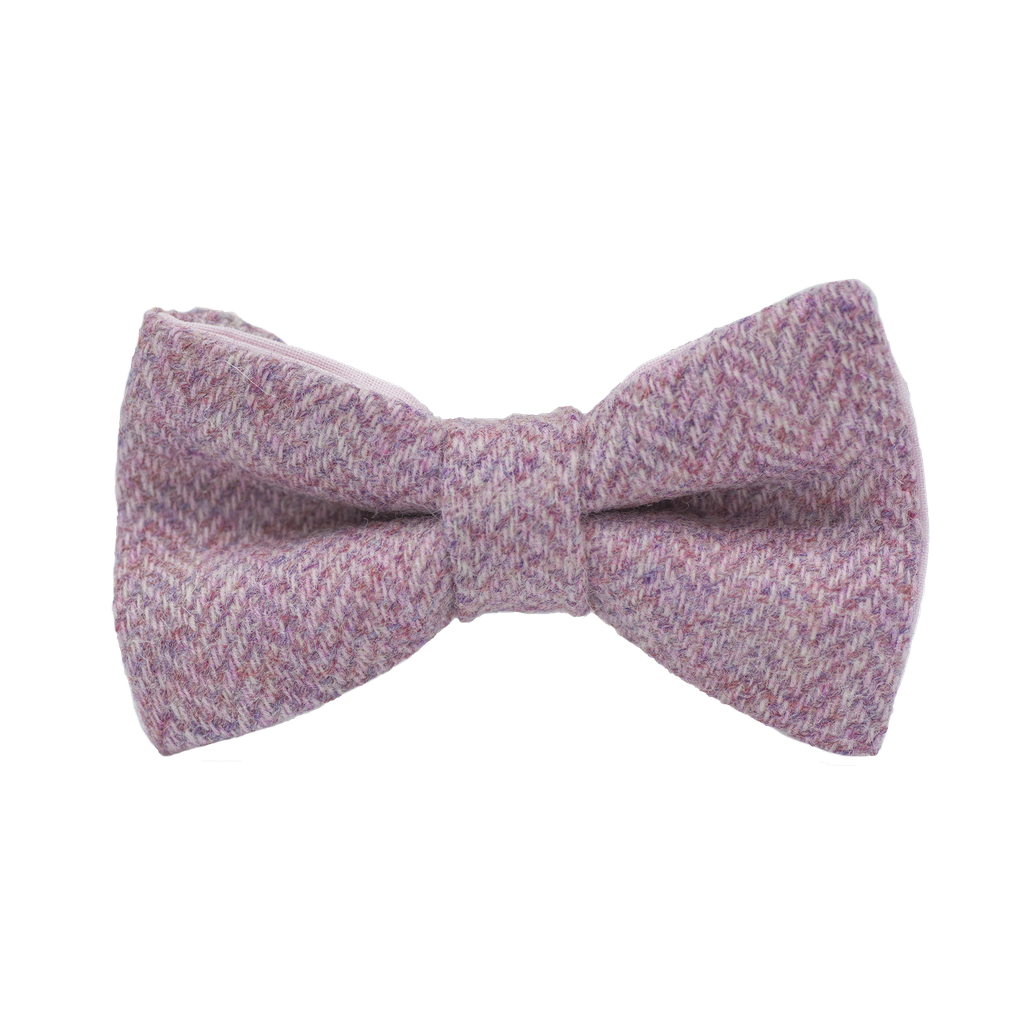 Noeud papillon en tweed "Dundee" chevron rose
