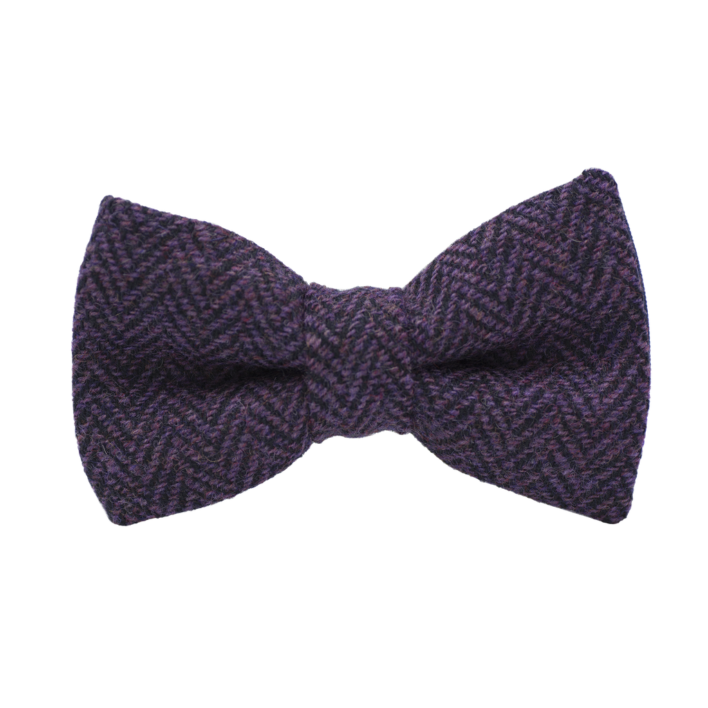 Noeud papillon en tweed "Dundee" chevron mauve