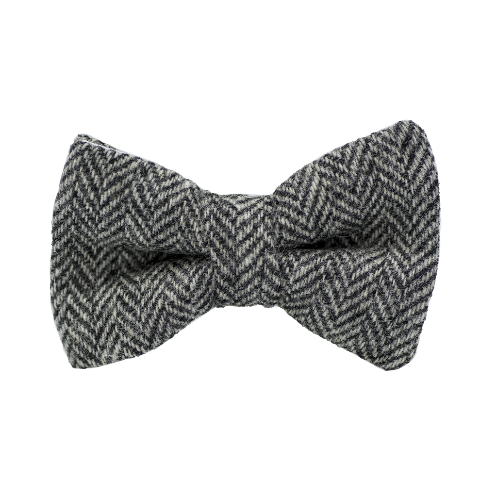 Noeud papillon en tweed "Dundee" chevron gris clair