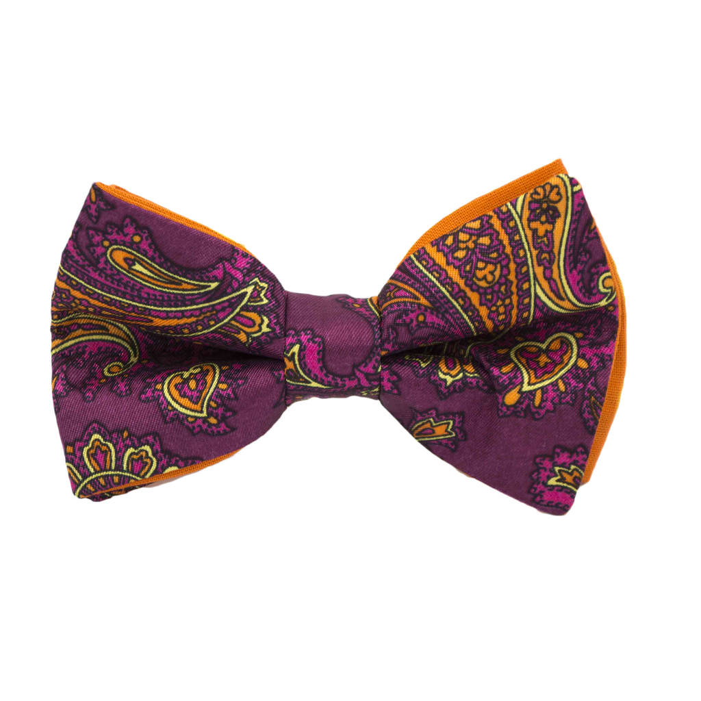 Noeud papillon "Cashmere Wish" motifs cachemire sur fond mauve