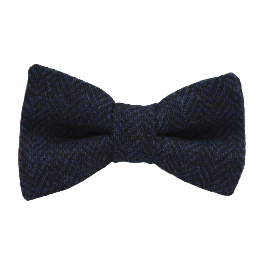 Noeud papillon en tweed "Dundee" chevron bleu marine et noir