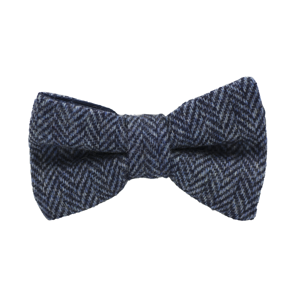 Noeud papillon en tweed "Dundee" chevron bleu