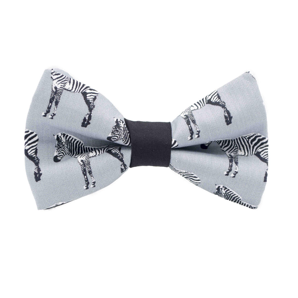 Noeud papillon "Zebra" zèbres sur fond gris