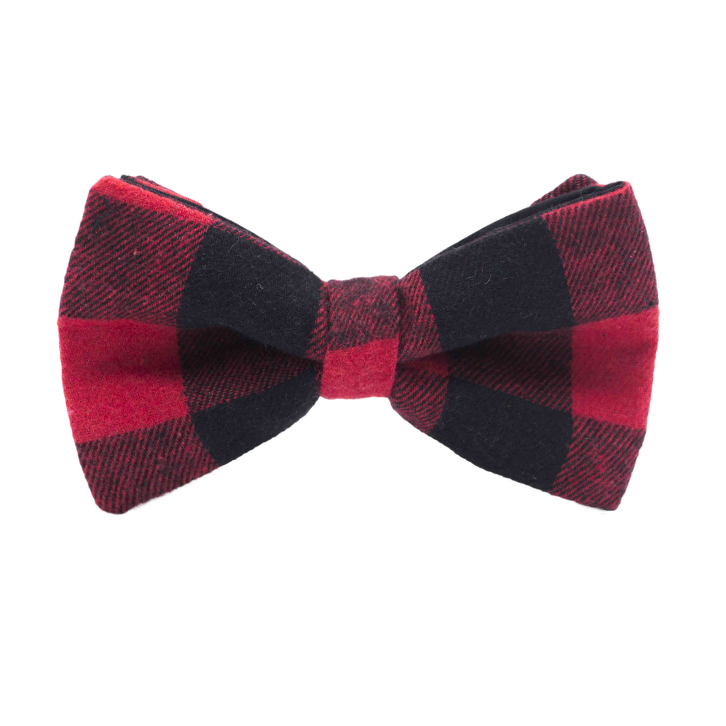 Noeud papillon "Kurt Cobain" motif écossais noir et rouge