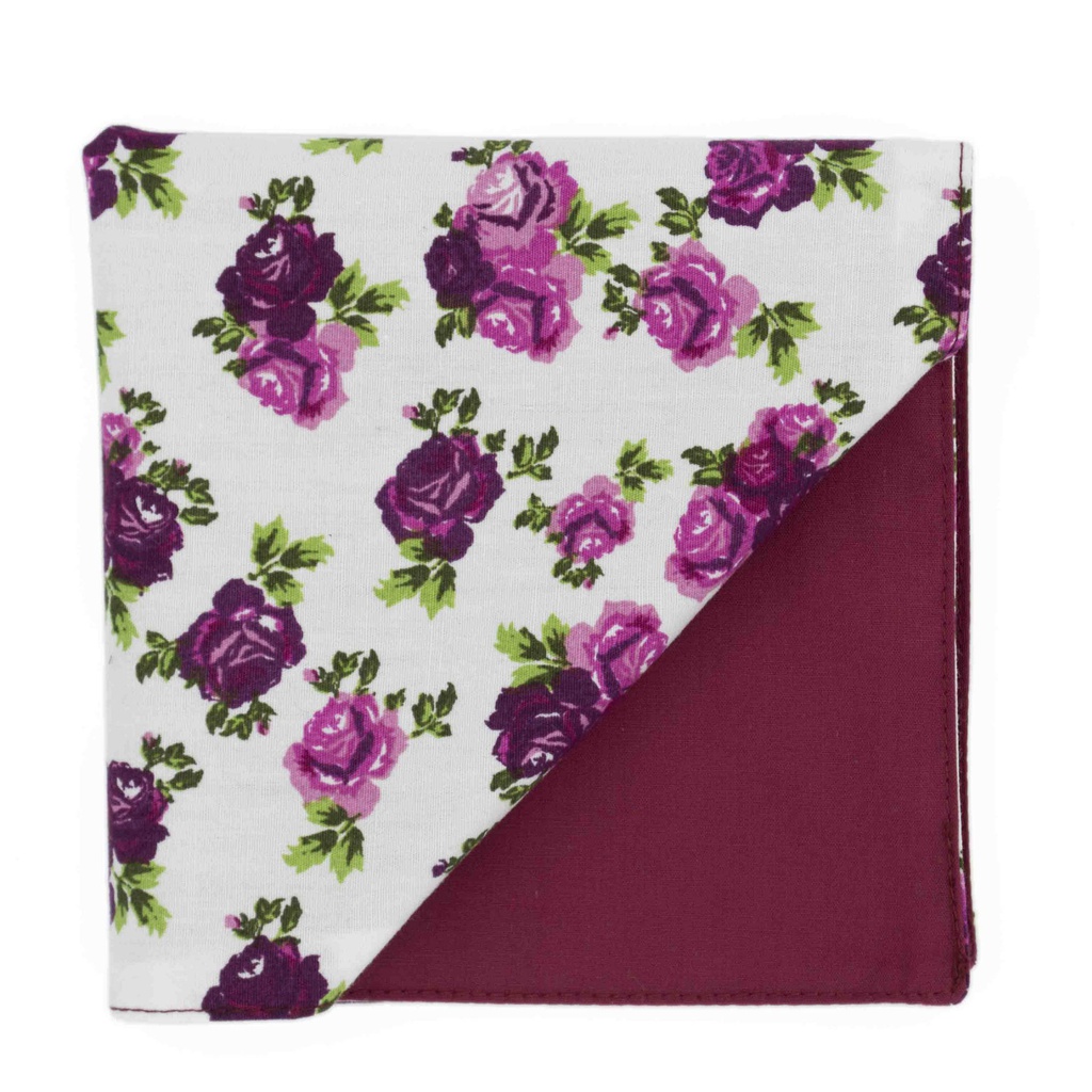 Pochette "Winter Flower" fleurs roses sur fond blanc