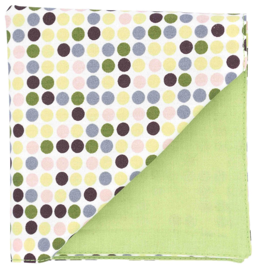 Pochette "Vintage Dots Vert" bulles colorées sur fond blanc