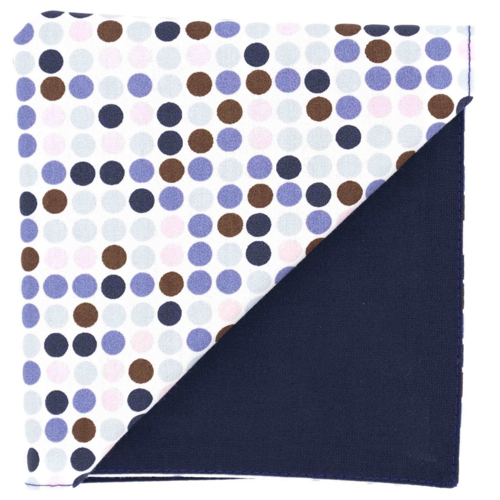 Pochette "Vintage Dots Bleu" bulles colorées sur fond blanc