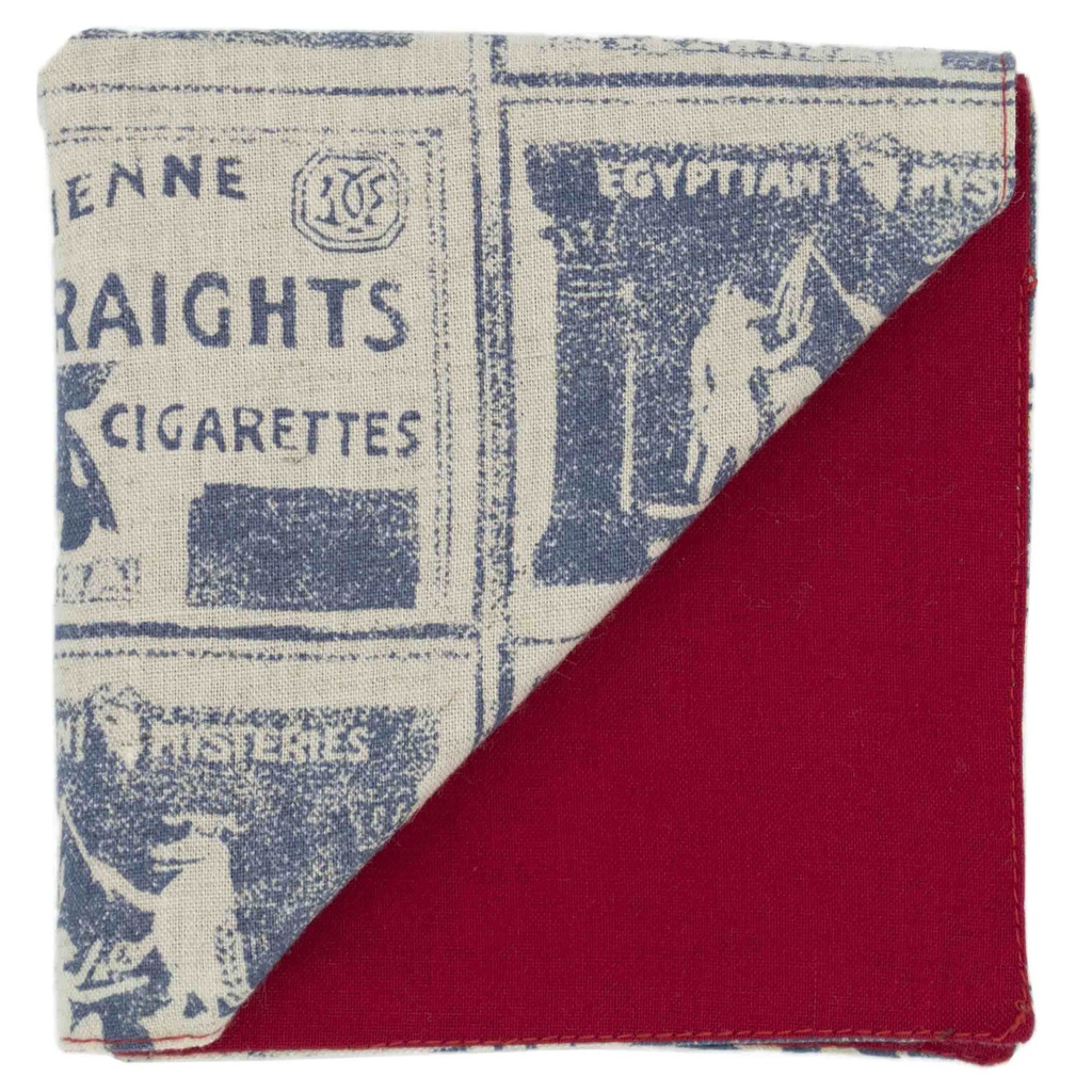 Pochette "Stamp" illustrations bleues sur fond beige