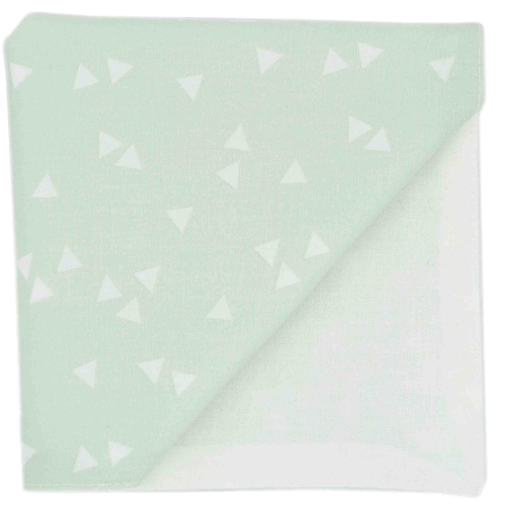 Pochette "Pythagore" triangles blancs sur fond vert anis