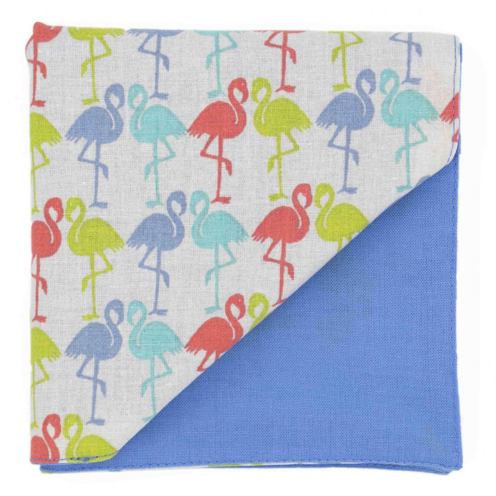 Pochette "Flamingo-Pastel" flamants roses, turquoises et bleu ciel