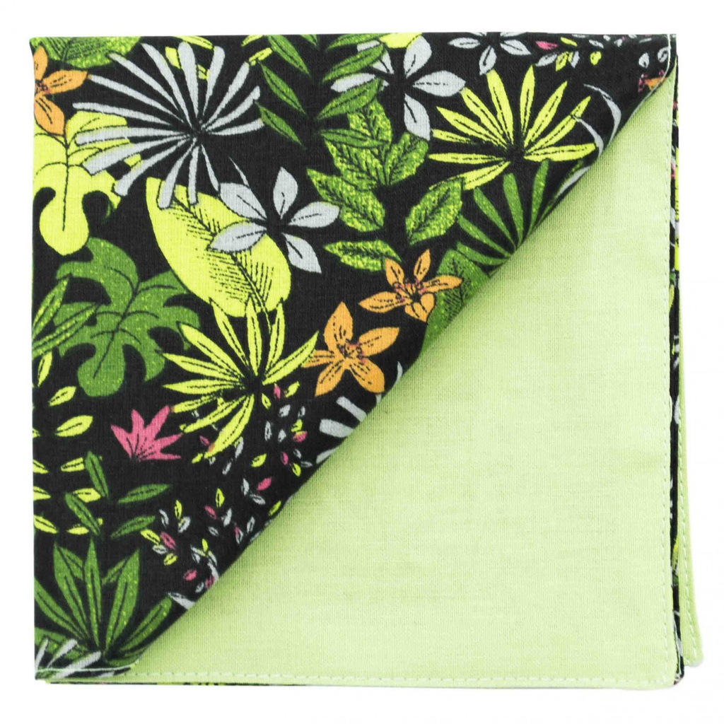 Pochette "Caribbean" feuilles exotiques sur fond noir
