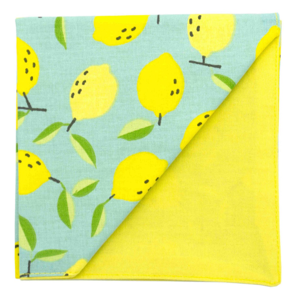 Pochette "Citron" citrons jaunes sur fond bleu