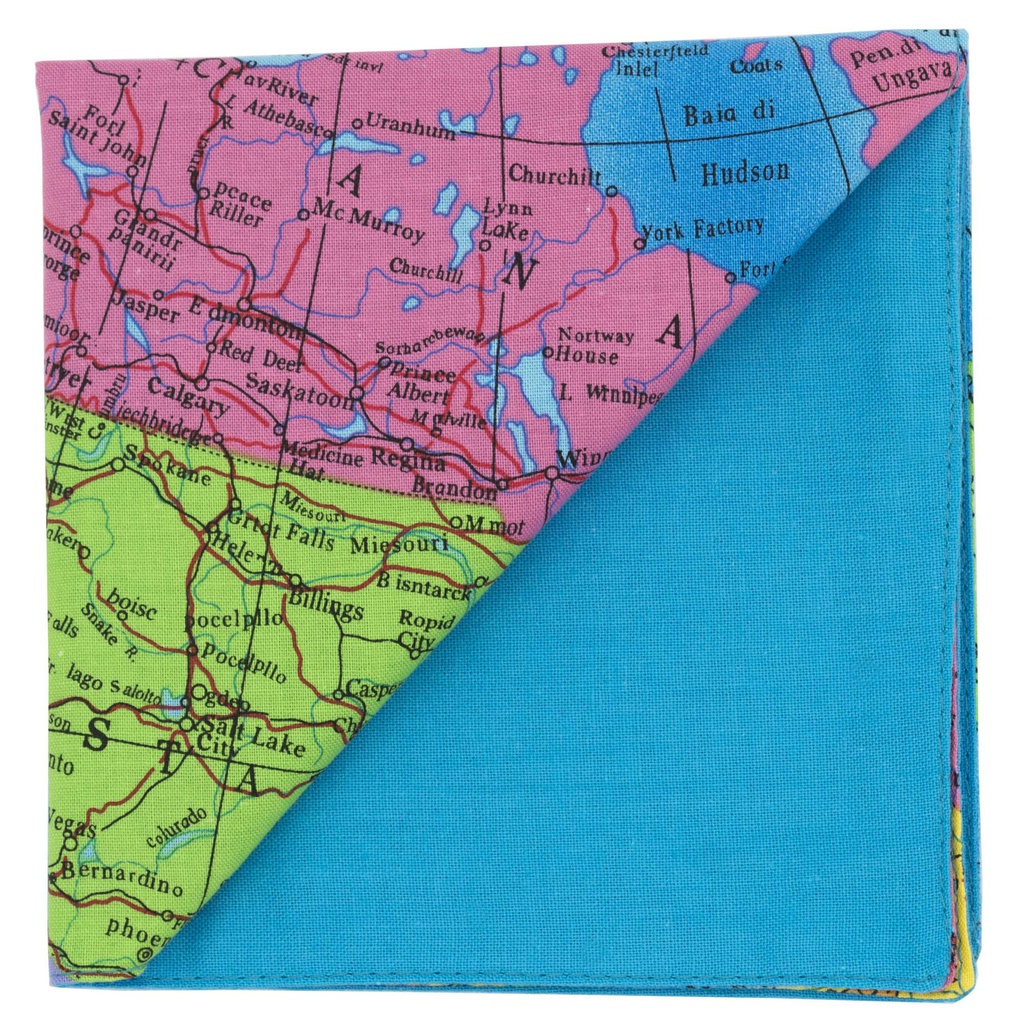 Pochette "Globe-trotter" carte du monde sur fond turquoise