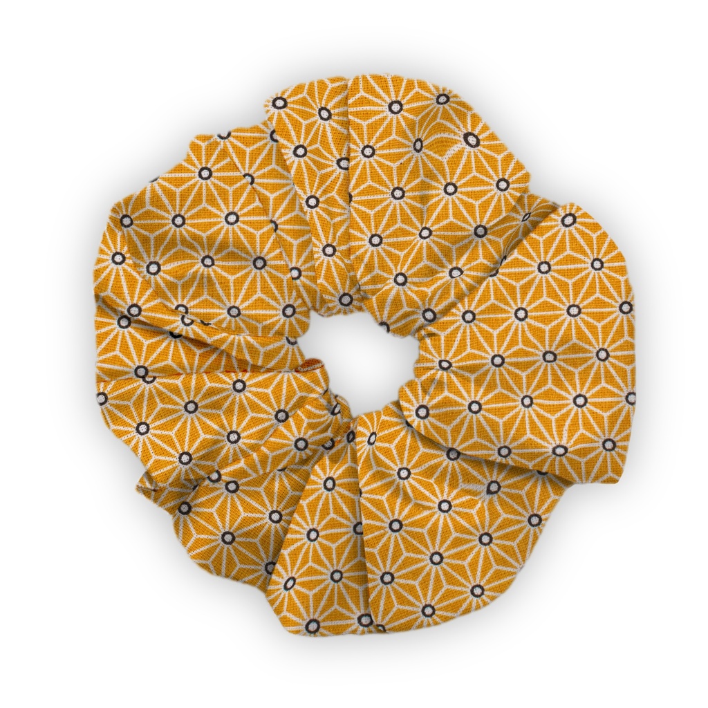 Chouchou japonais "Asanoha" jaune moutarde