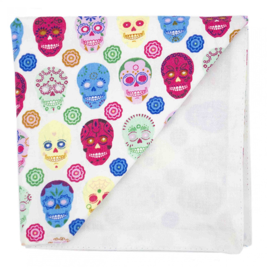 Pochette "Mexicano" calaveras sur fond blanc