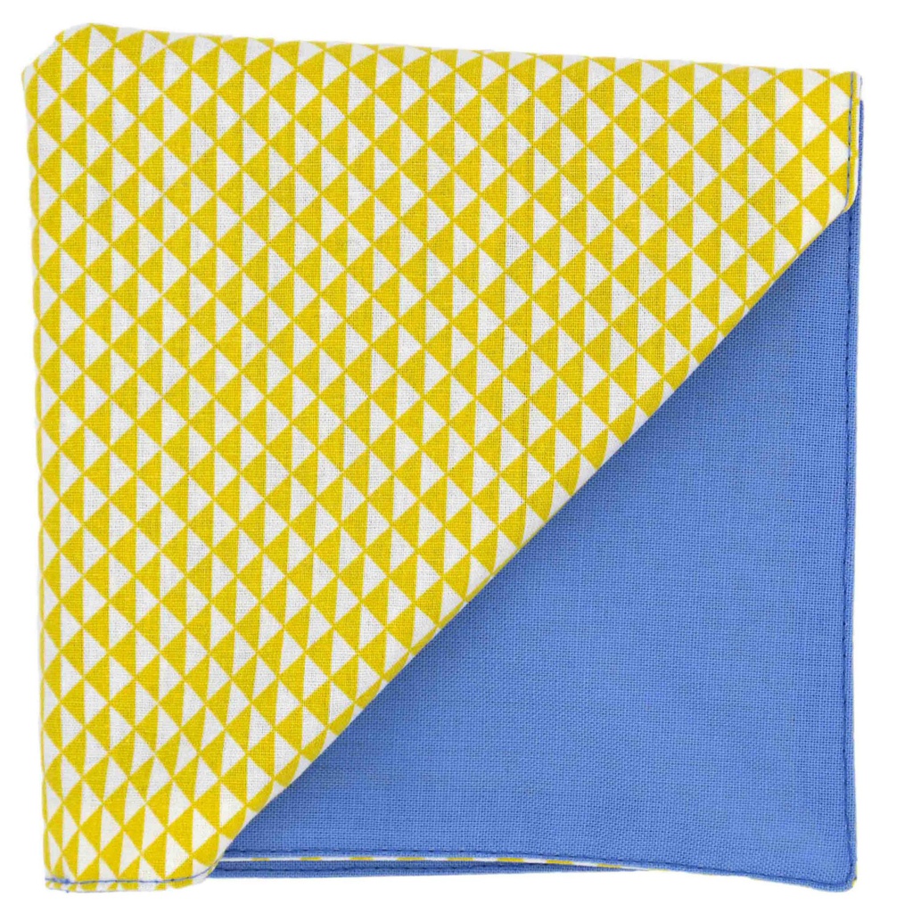 Pochette "Illuminati" motifs géométriques jaunes et blancs
