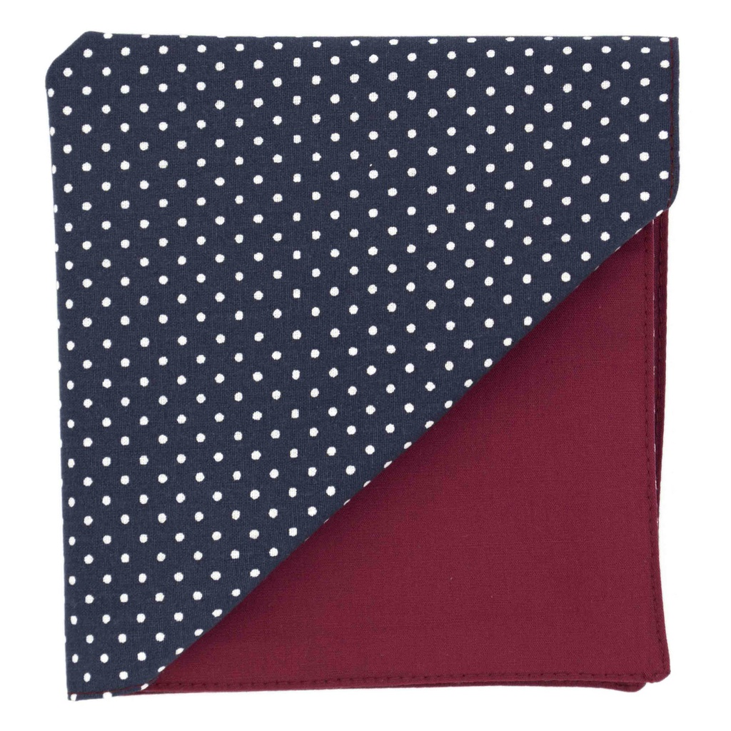 Pochette "Little Dots" petits pois blancs sur fond bleu marine