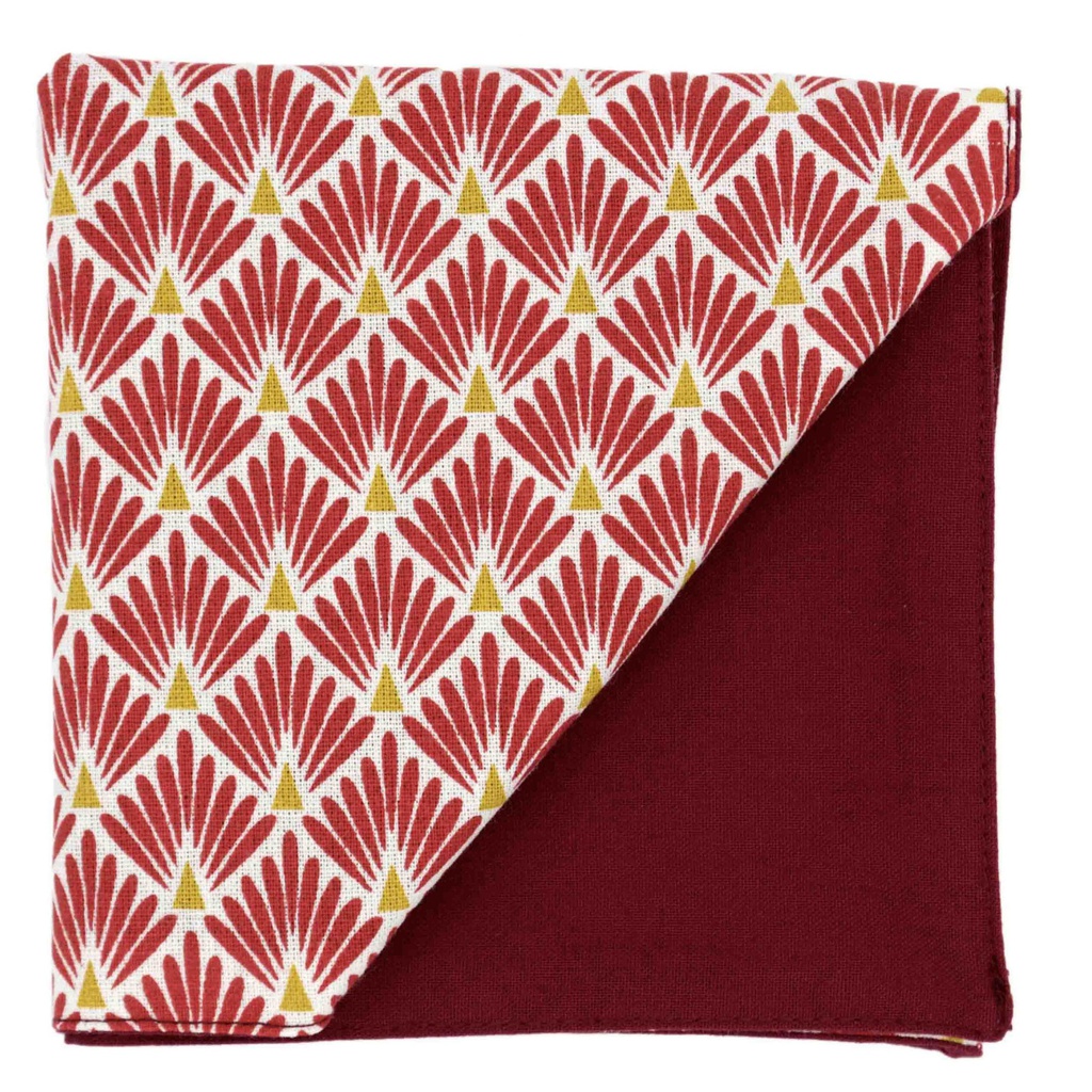 Pochette japonais "Plumes de paon" rouge