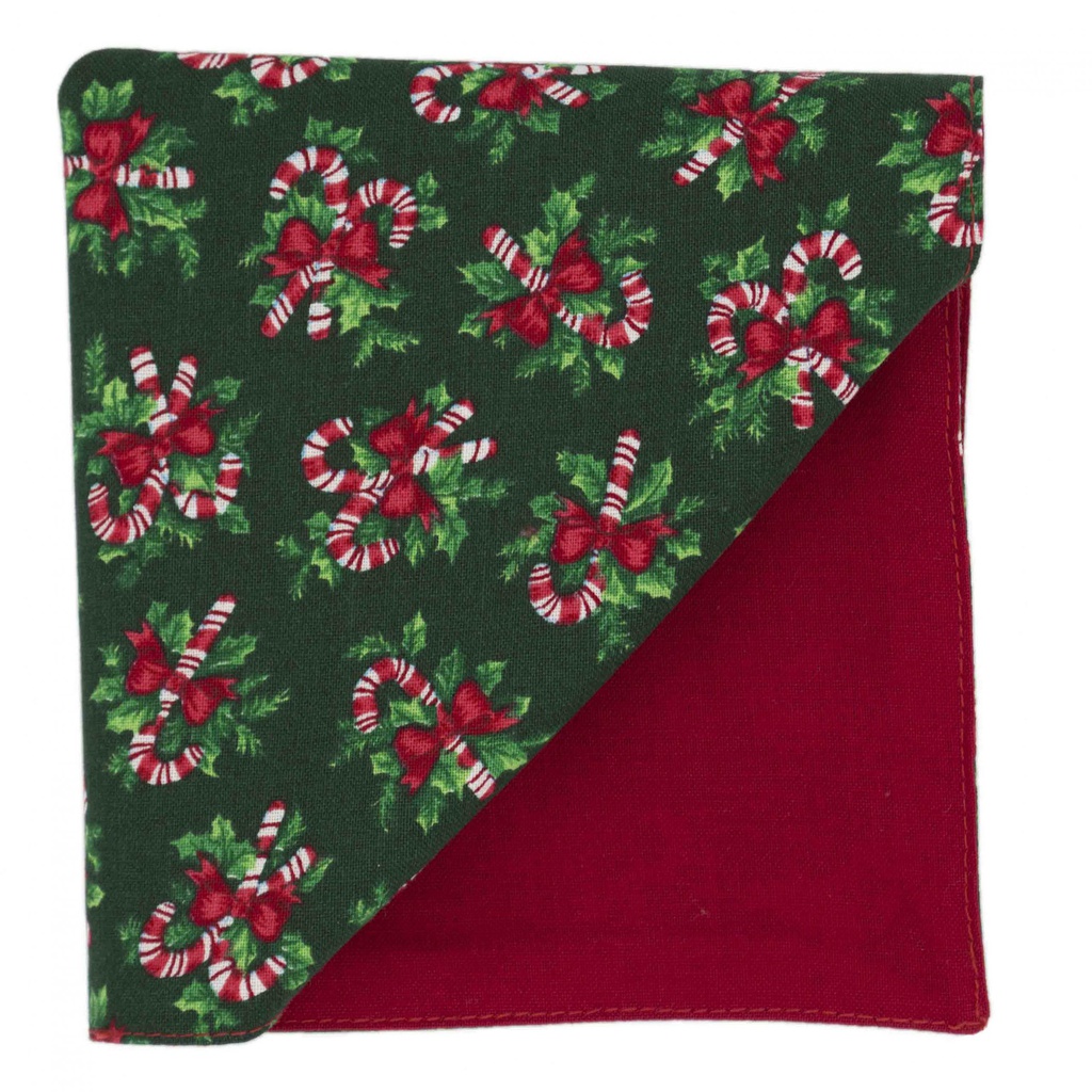 Pochette "Christmas Candy" sucre d'orge sur fond vert sapin