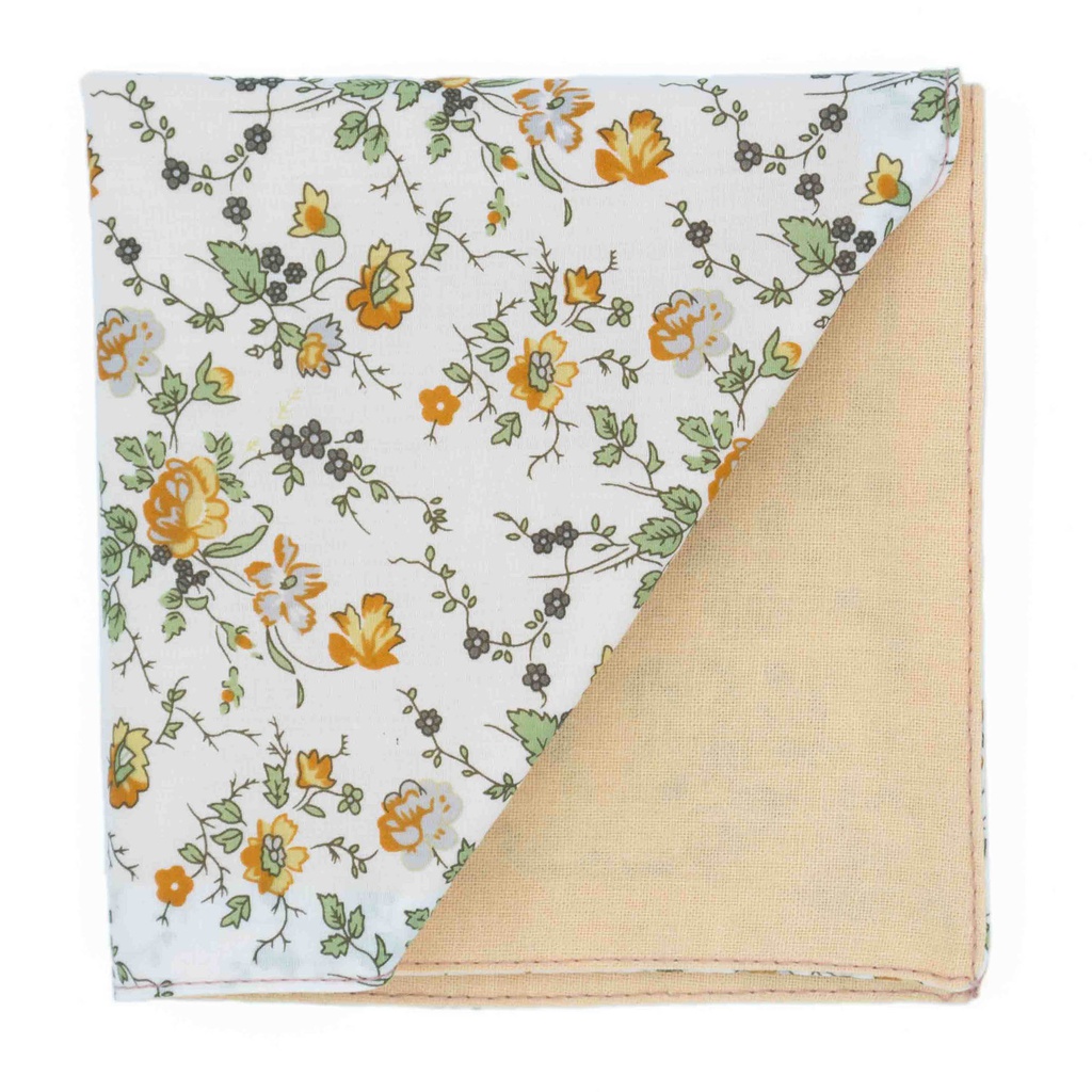Pochette "Capucines" fleurs oranges sur fond blanc