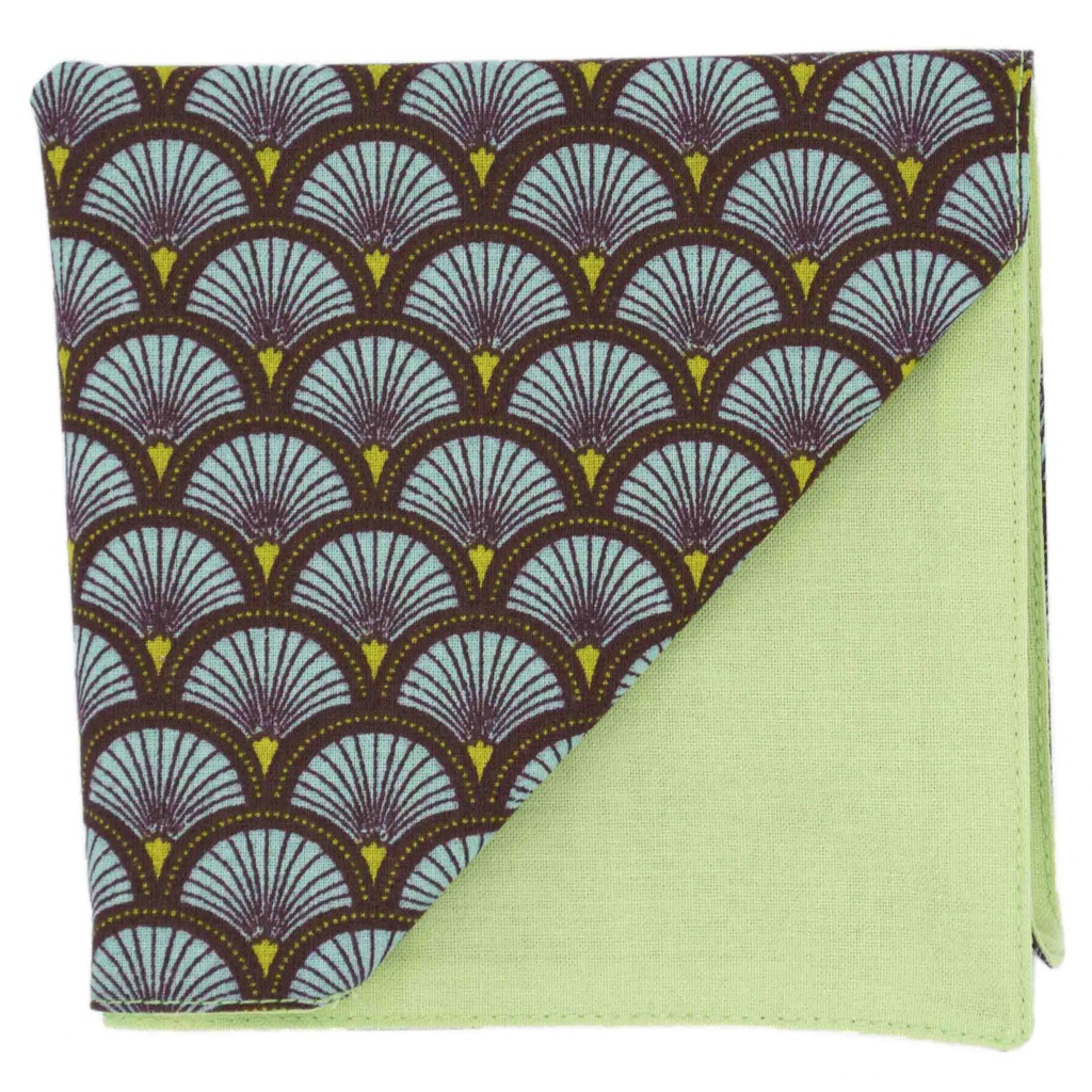 Pochette japonais "Grands Éventails" bleu ciel