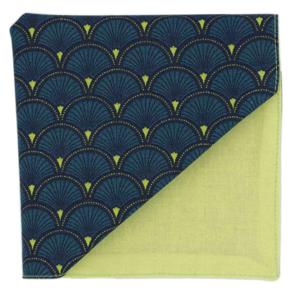 Pochette japonais "Grands Éventails" bleu