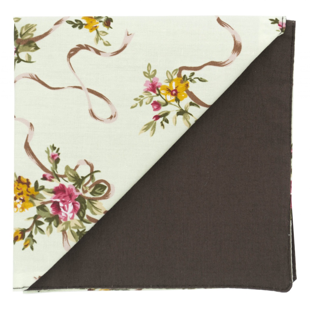 Pochette "Renaissance" fleurs sur fond vert pâle