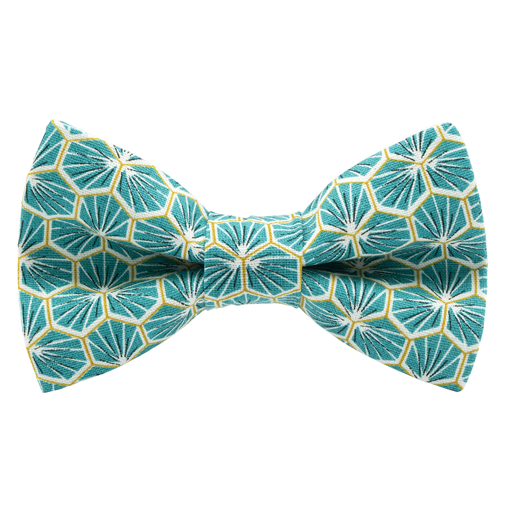 Noeud papillon japonais "Polygone" turquoise