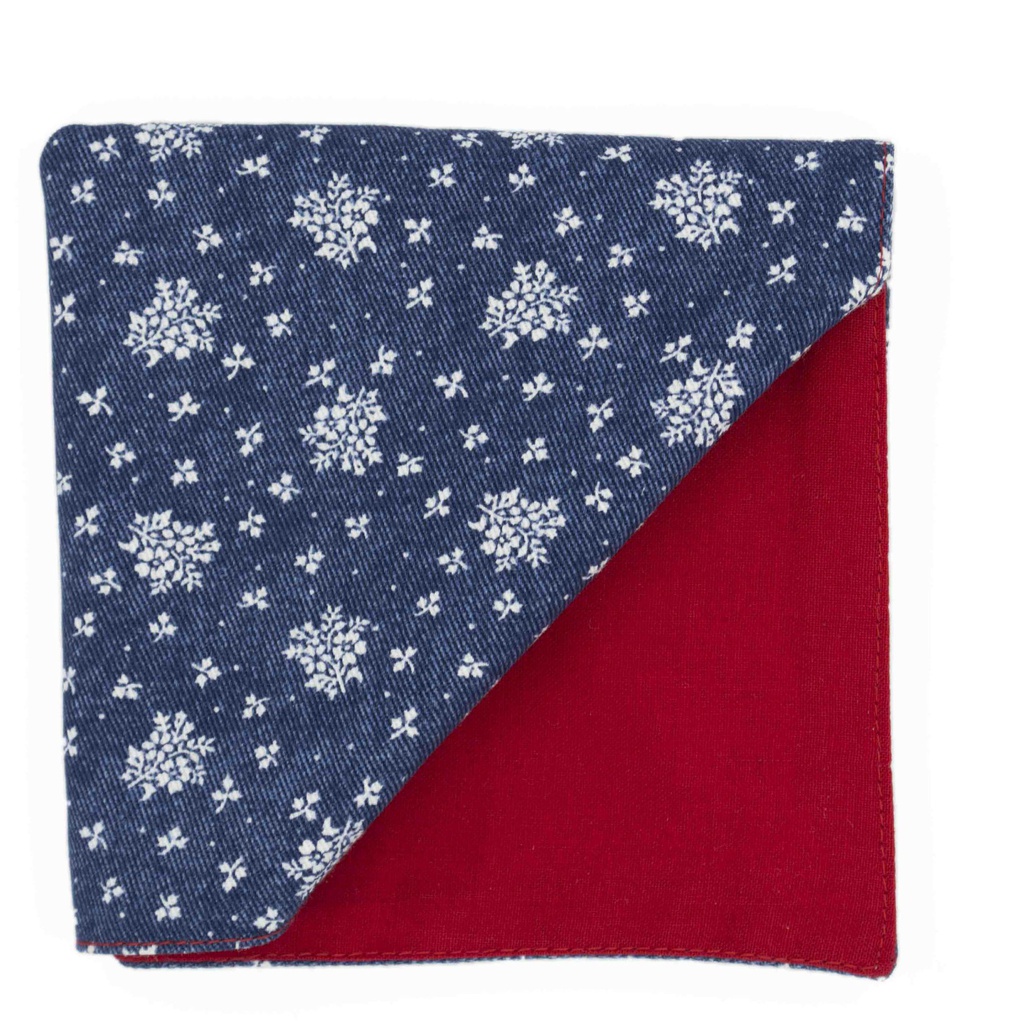 Pochette jean "Flower Fake" fleurs blanches