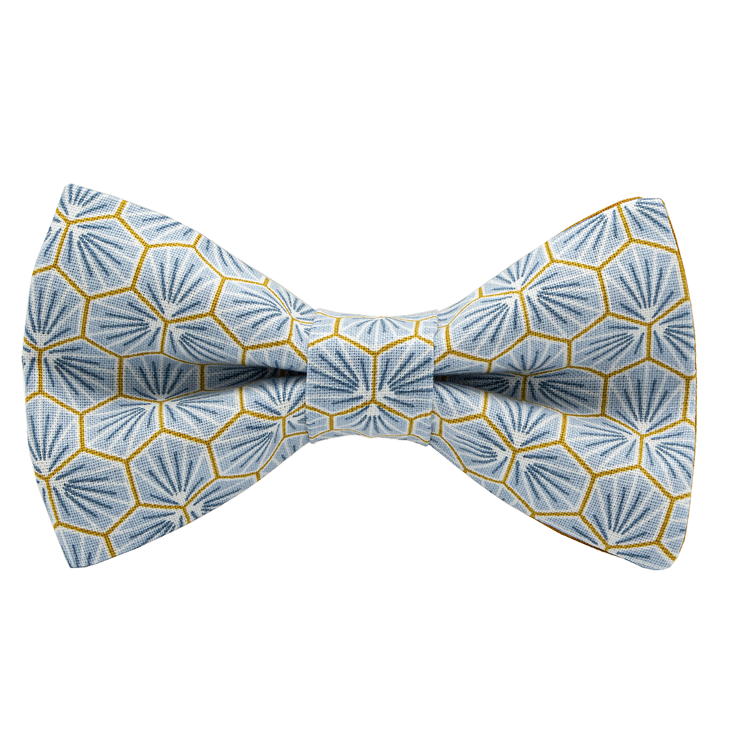 Noeud papillon japonais "Polygone" bleu ciel