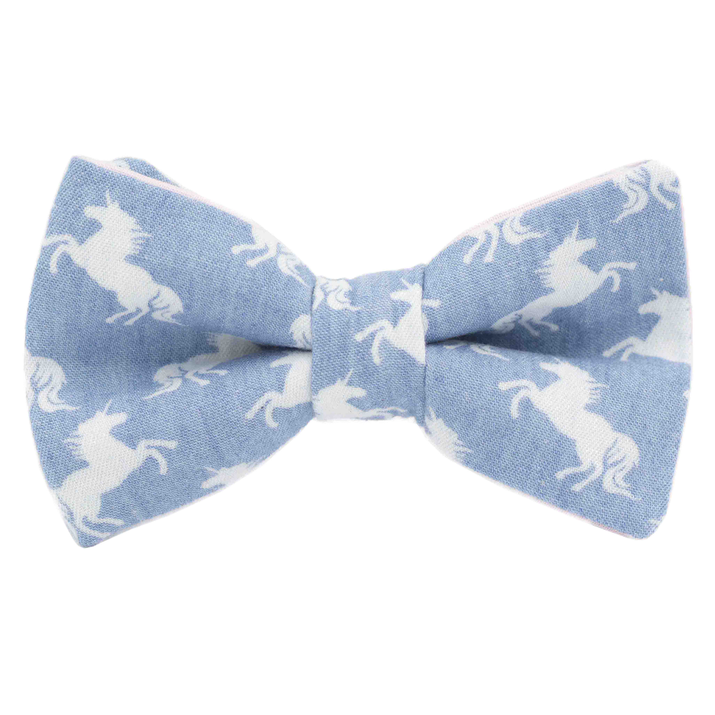 Noeud papillon jean "Unicorn Ride" - Licornes blanches