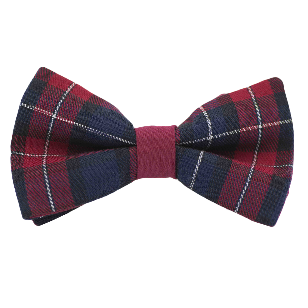 Noeud papillon Tartan bordeaux "Billy Elliot"