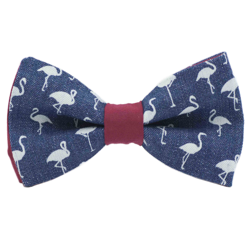 Noeud papillon jean "Flamingo" - Flamants roses
