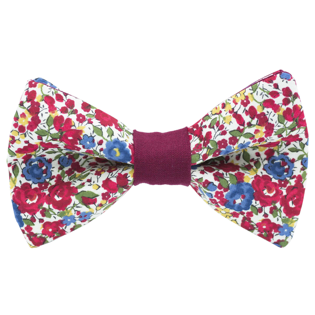 Noeud papillon Liberty "Emma and Georgina" rouge bague bordeaux