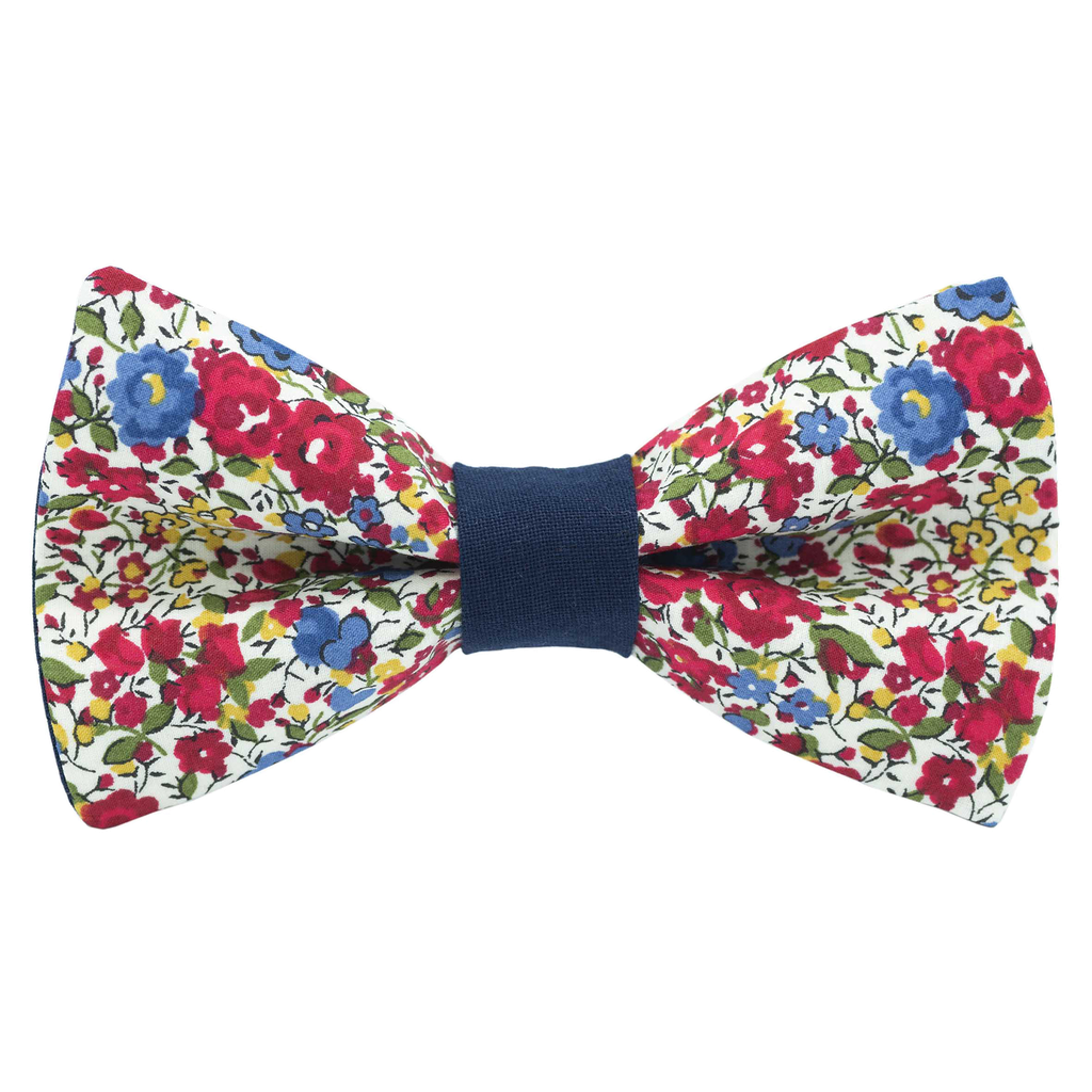 Noeud papillon Liberty "Emma and Georgina" rouge bague bleu marine