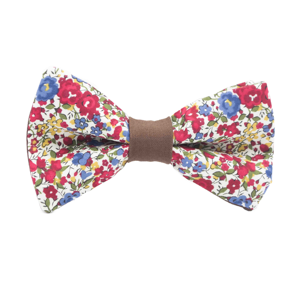 Noeud papillon Liberty "Emma and Georgina" rouge bague marron