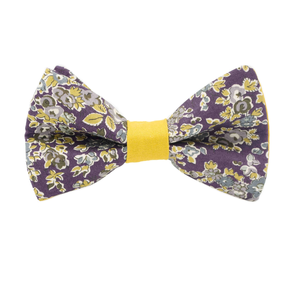 Noeud papillon Liberty "Tatum" mauve et vert olive