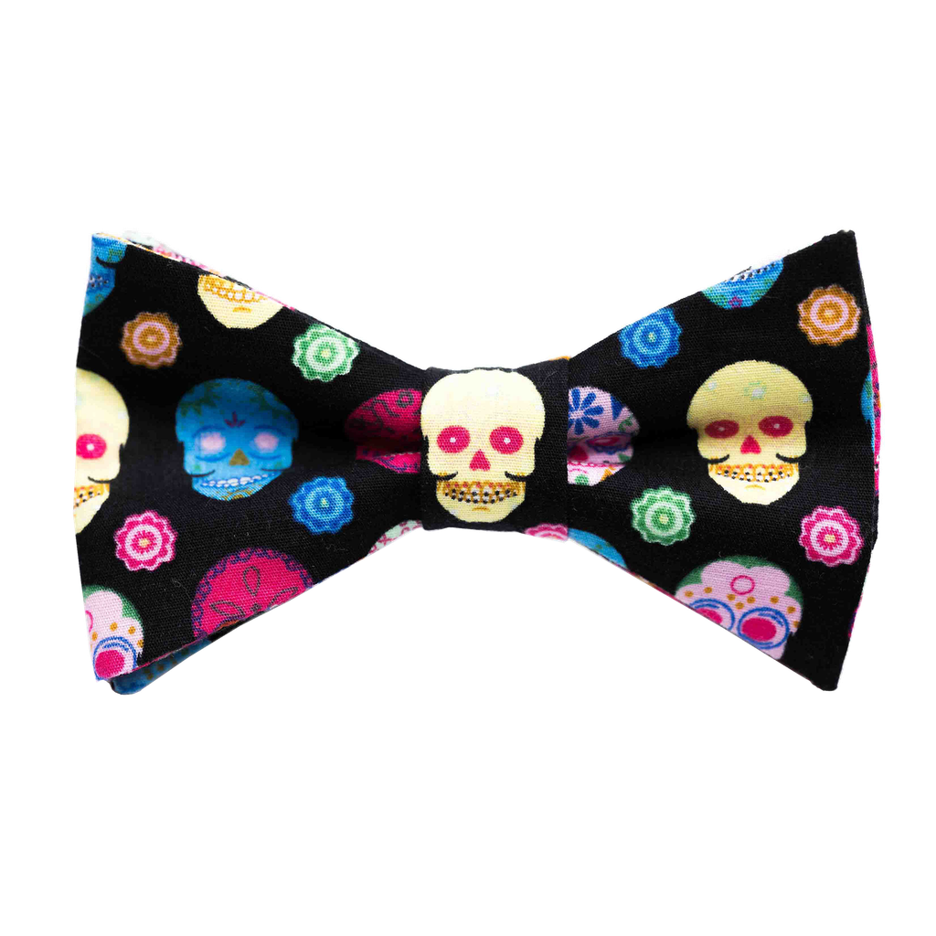 Noeud papillon "Mexicano" calaveras sur fond noir