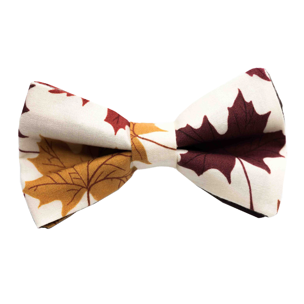 Noeud papillon "Fallen Leaves" feuilles marron et bordeaux
