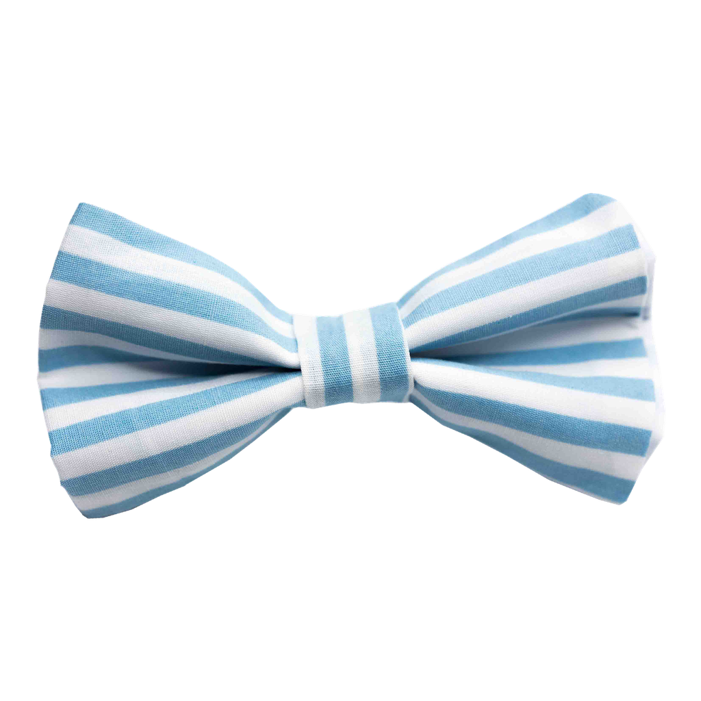 Noeud papillon "Deauville" rayures blanches et bleu ciel