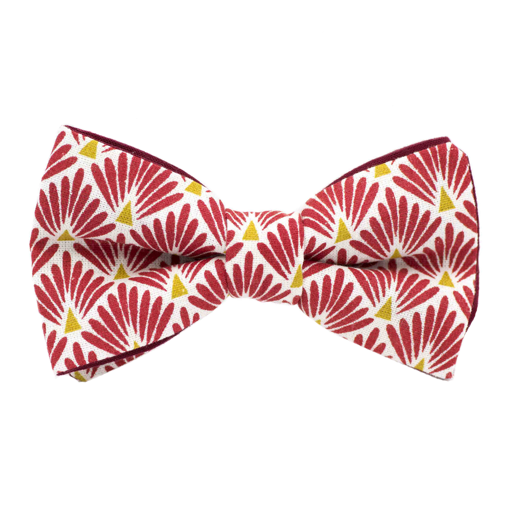 Noeud papillon japonais "Plumes de Paon" rouge