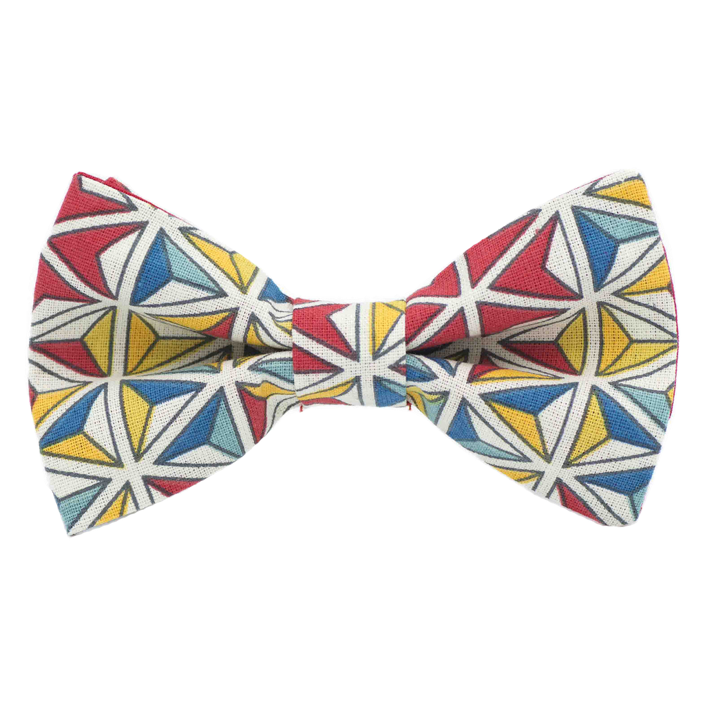 Noeud papillon japonais "Prisme" rouge et jaune