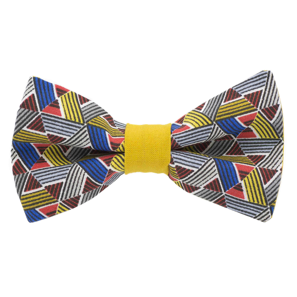 Noeud papillon japonais "Kaléidoscope" jaune