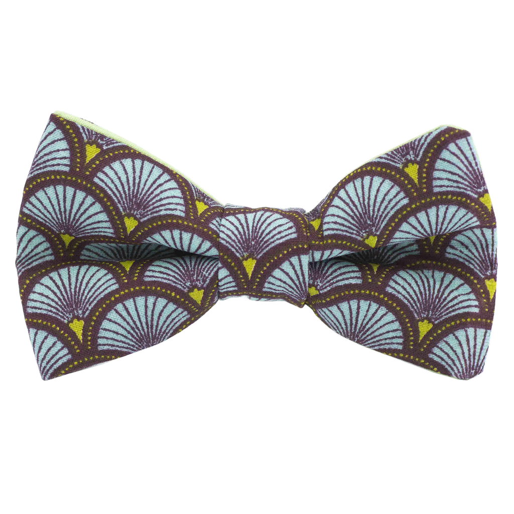 Noeud papillon japonais "Grands Éventails" bleu ciel