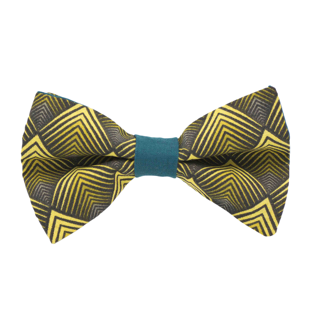 Noeud papillon japonais "Géométrique" jaune