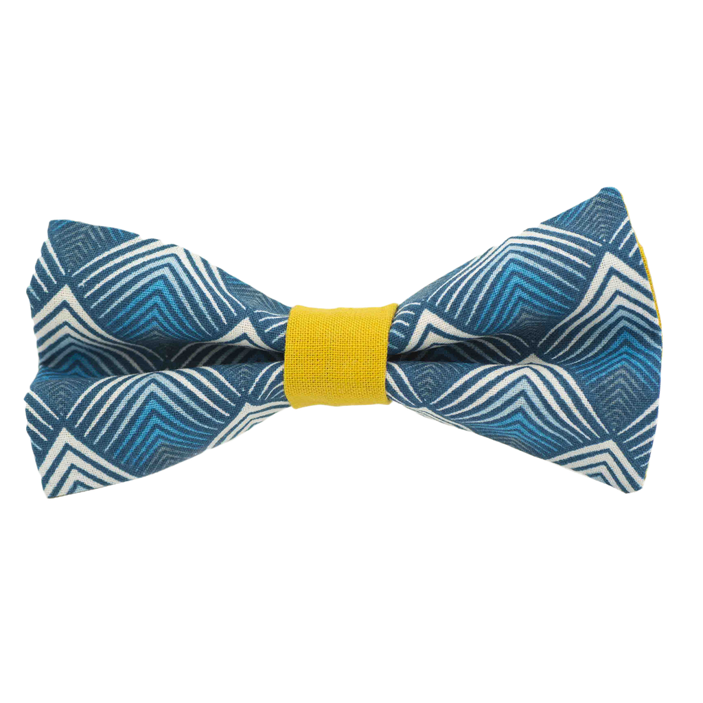 Noeud papillon japonais "Géométrique" turquoise
